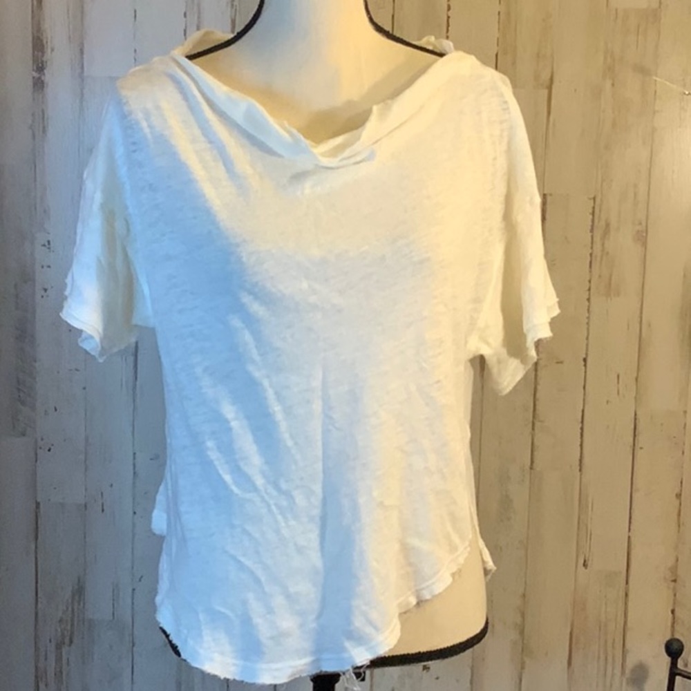 Free People short sleeve rough edge shirt.Offwhite